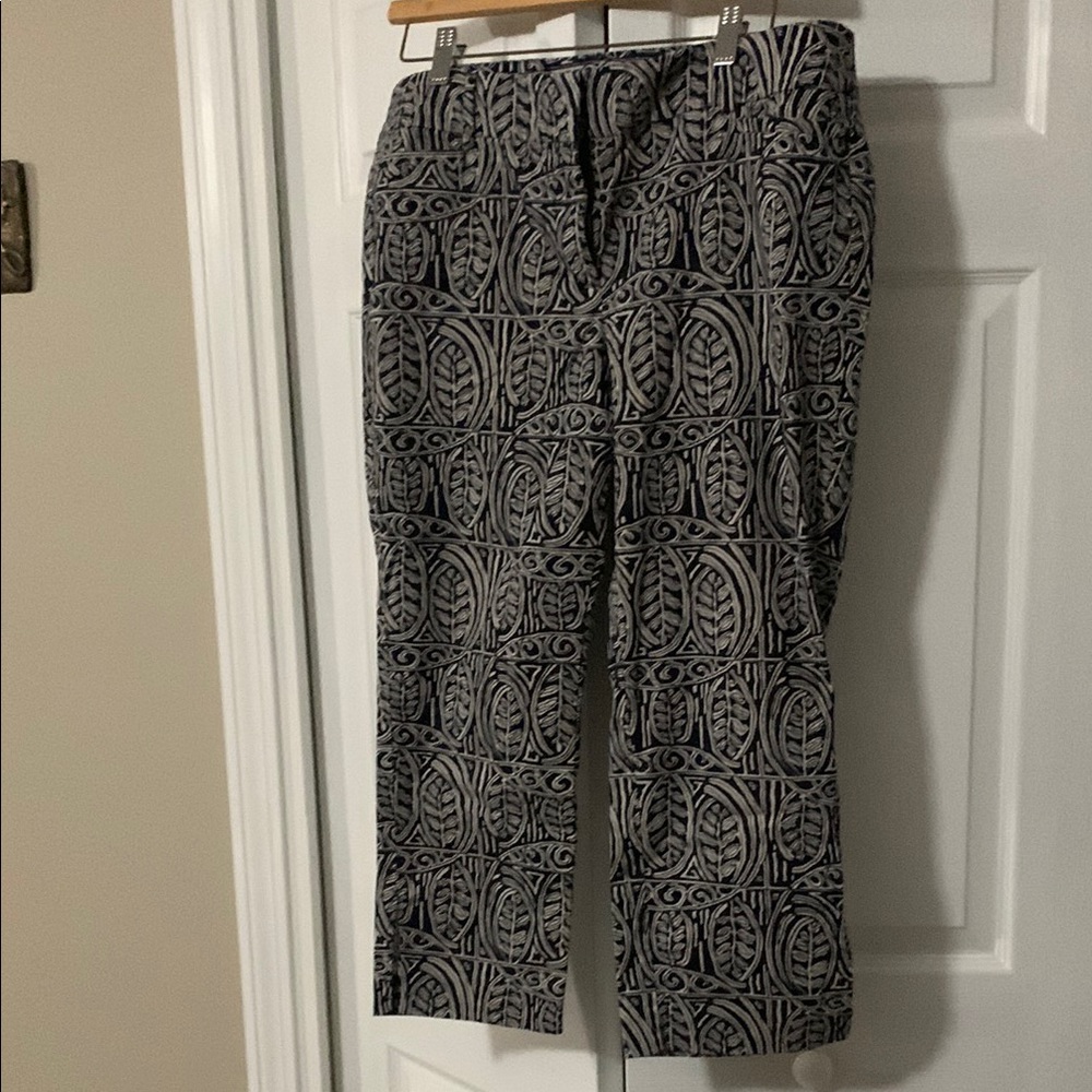 LOFT Black and Gray Ankle Cropped Pants